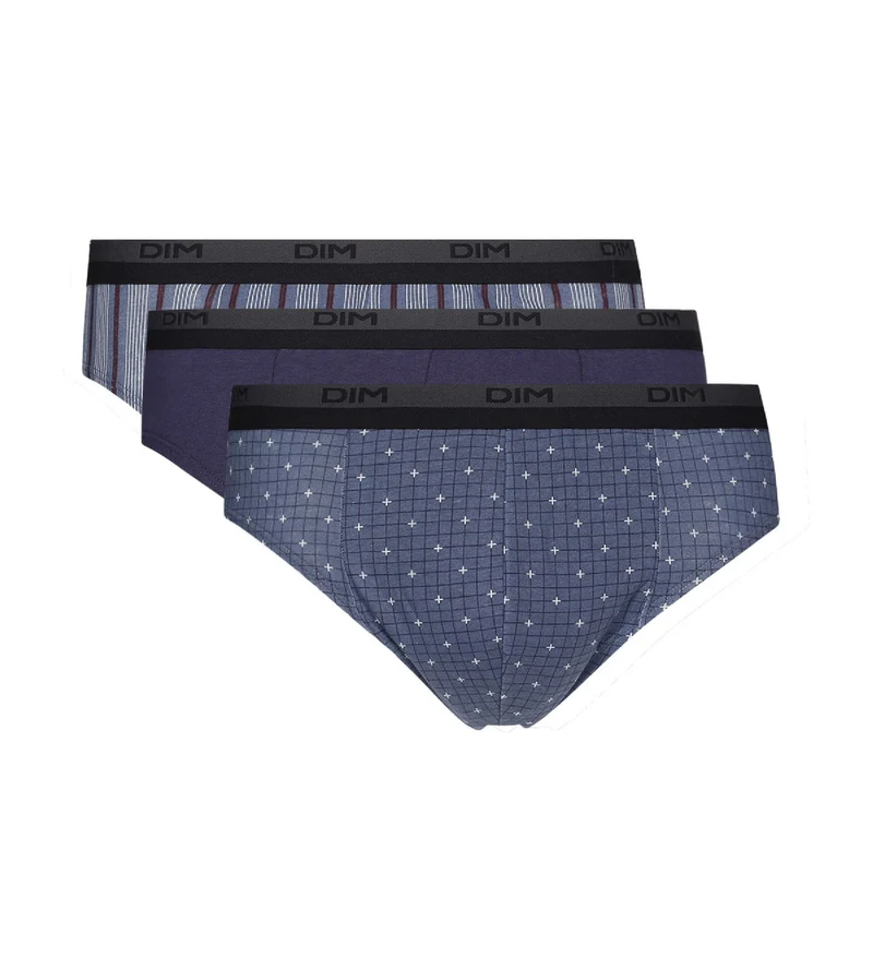 3er-Pack Slips aus Baumwolle blau gemustert