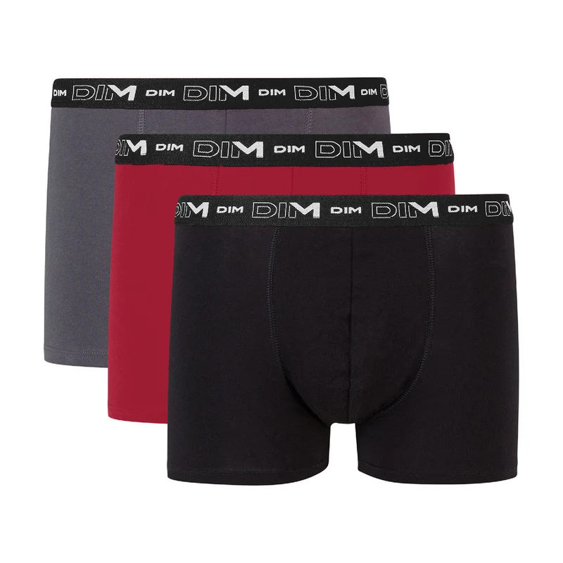 3er-Pack chilirote/anthrazitgraue/schwarze Boxershorts mit Logobund