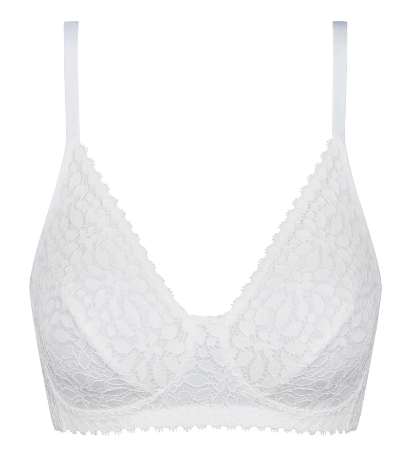 Weißer BH ohne Bügel aus floraler Spitze - Daily Dentelle
