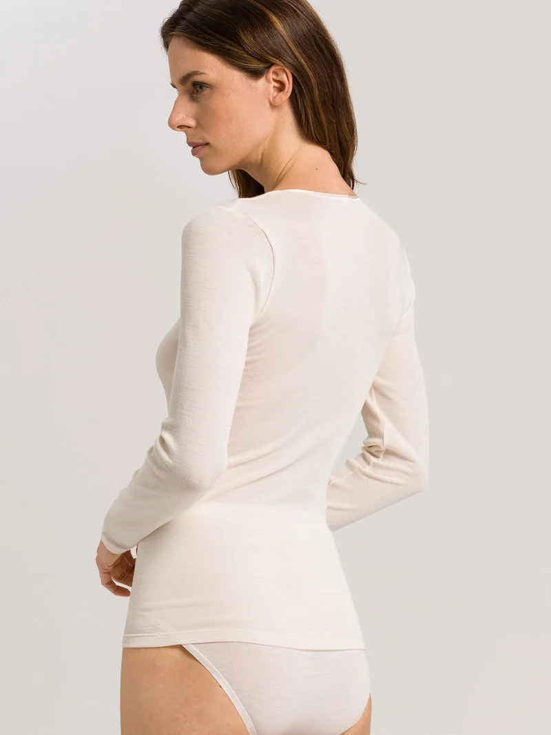 Shirt langarm mit V-Neck WOOLEN SILK
