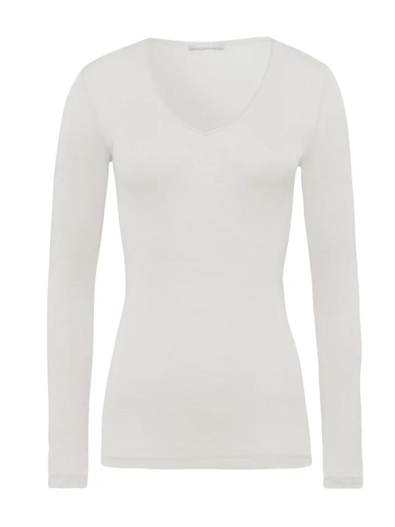 Shirt langarm mit V-Neck WOOLEN SILK