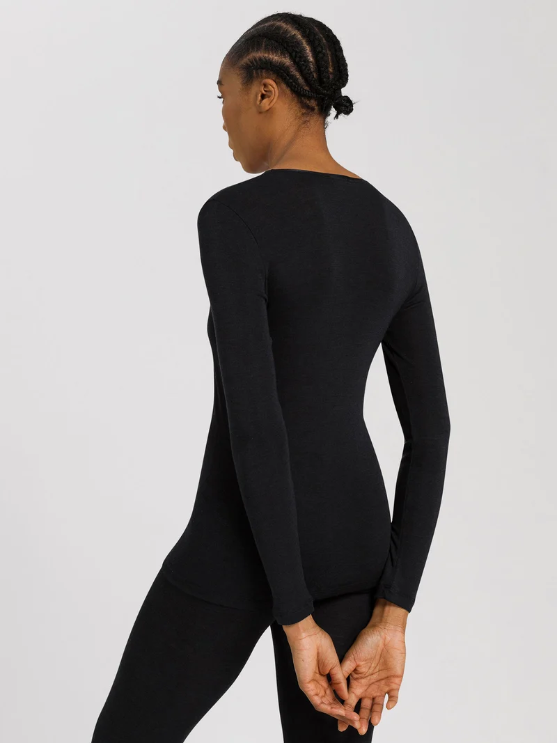 Shirt langarm mit V-Neck WOOLEN SILK