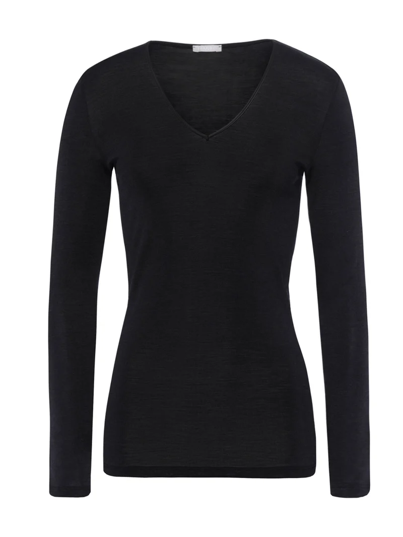 Shirt langarm mit V-Neck WOOLEN SILK