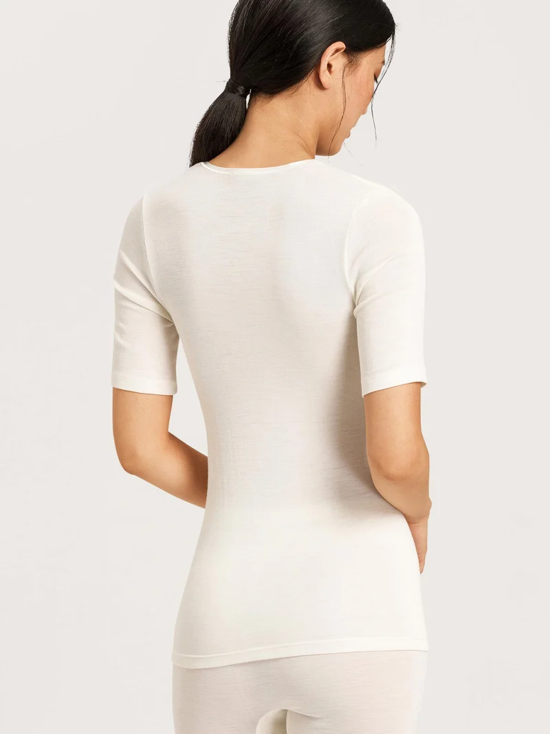 Shirt kurzarm (1/2-Arm), V-Neck, WOOLEN SILK