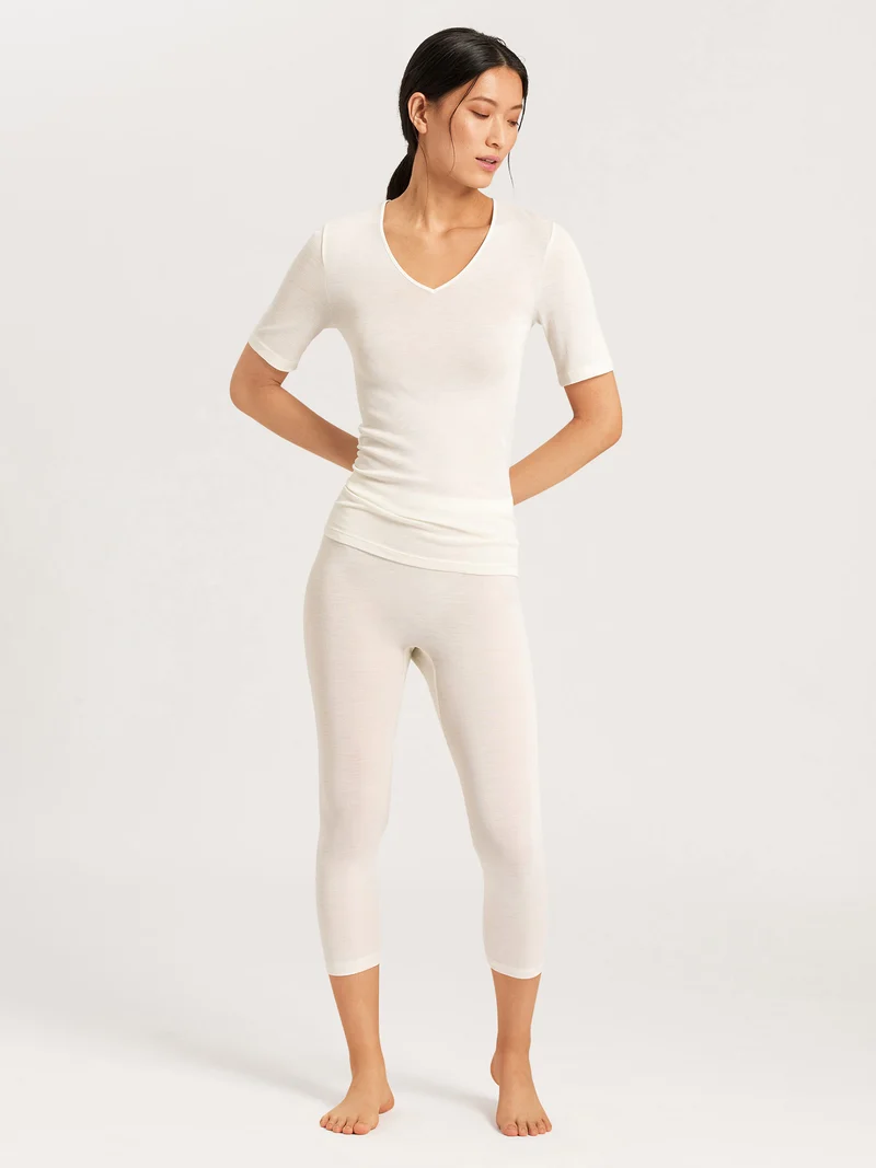 Shirt kurzarm (1/2-Arm), V-Neck, WOOLEN SILK