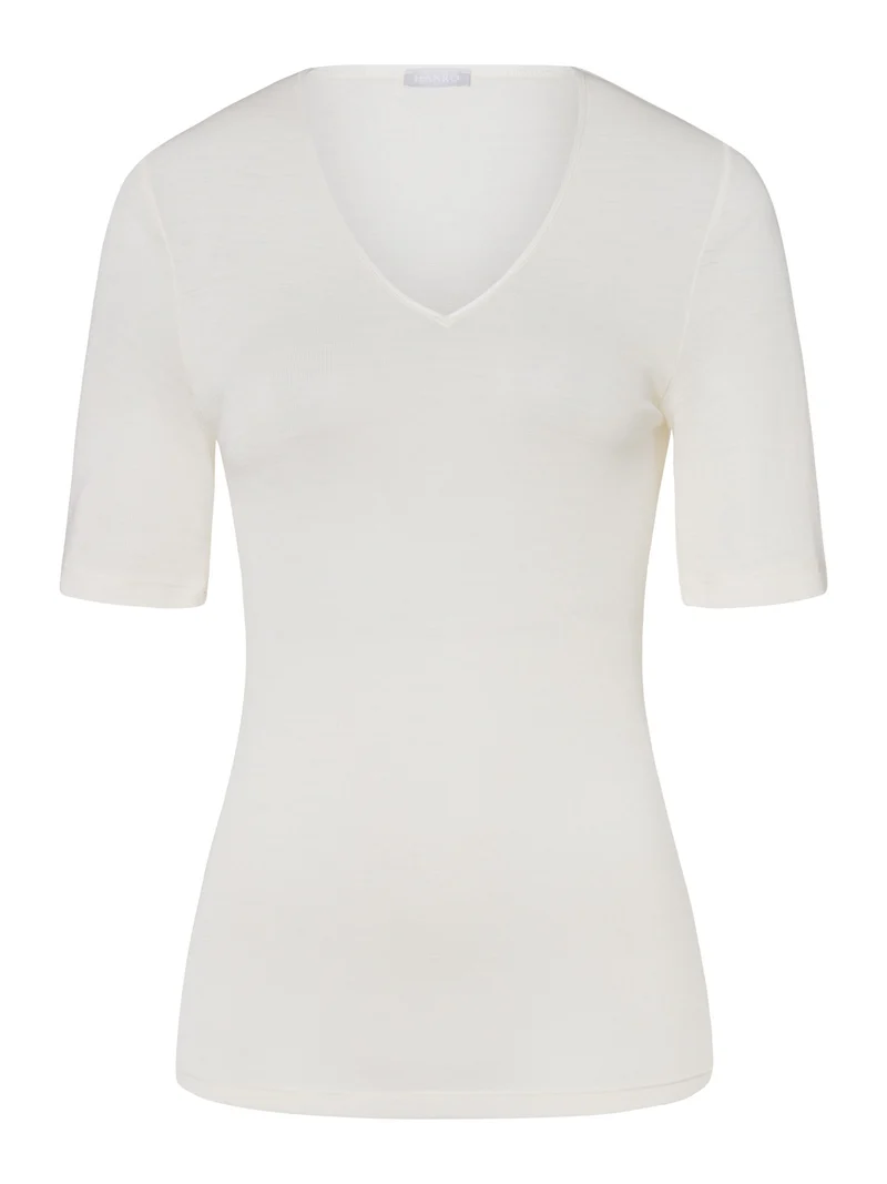 Shirt kurzarm (1/2-Arm), V-Neck, WOOLEN SILK