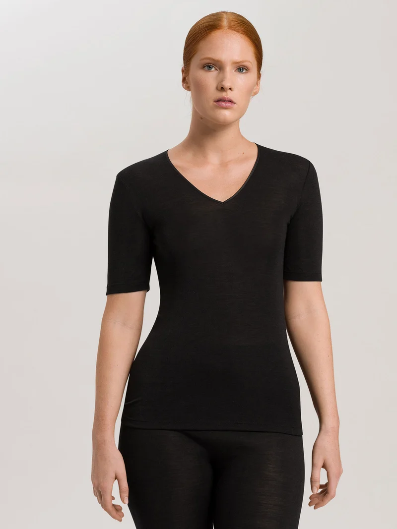 Shirt kurzarm (1/2-Arm), V-Neck, WOOLEN SILK