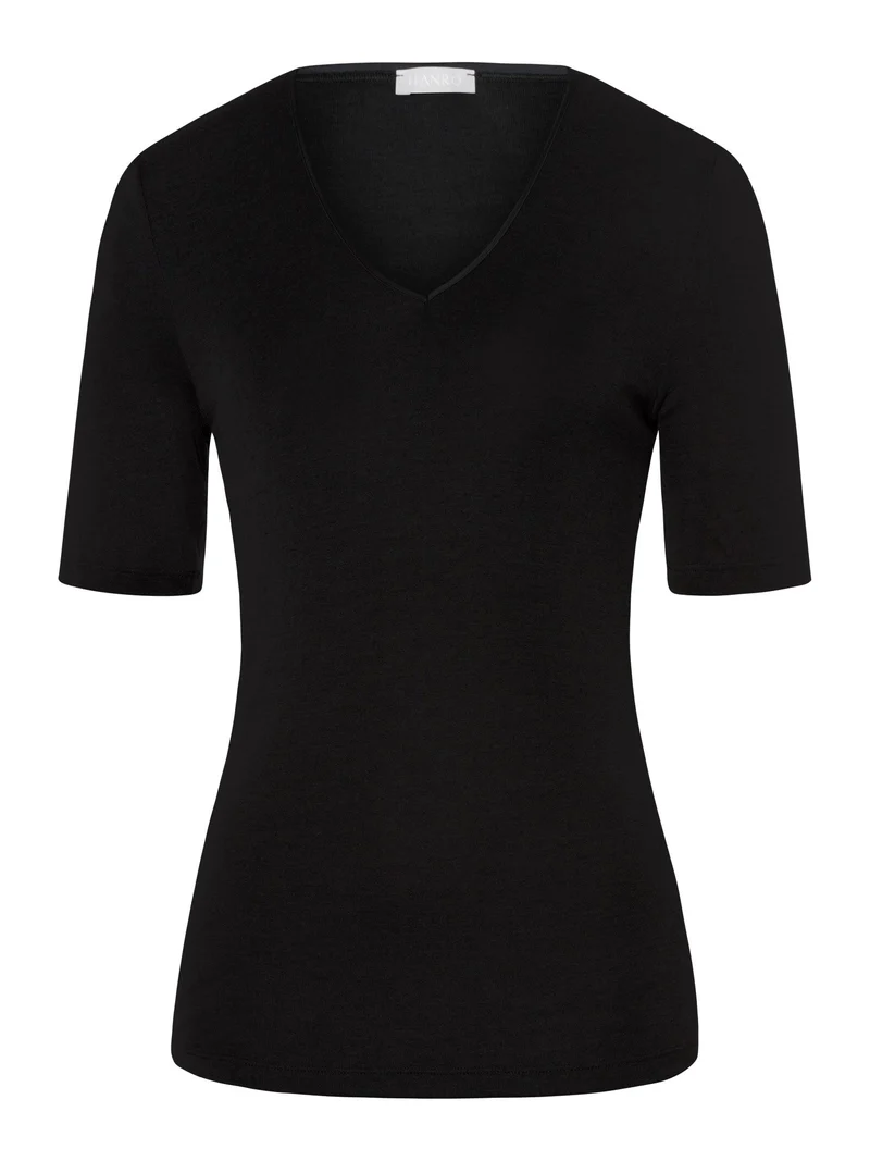 Shirt kurzarm (1/2-Arm), V-Neck, WOOLEN SILK
