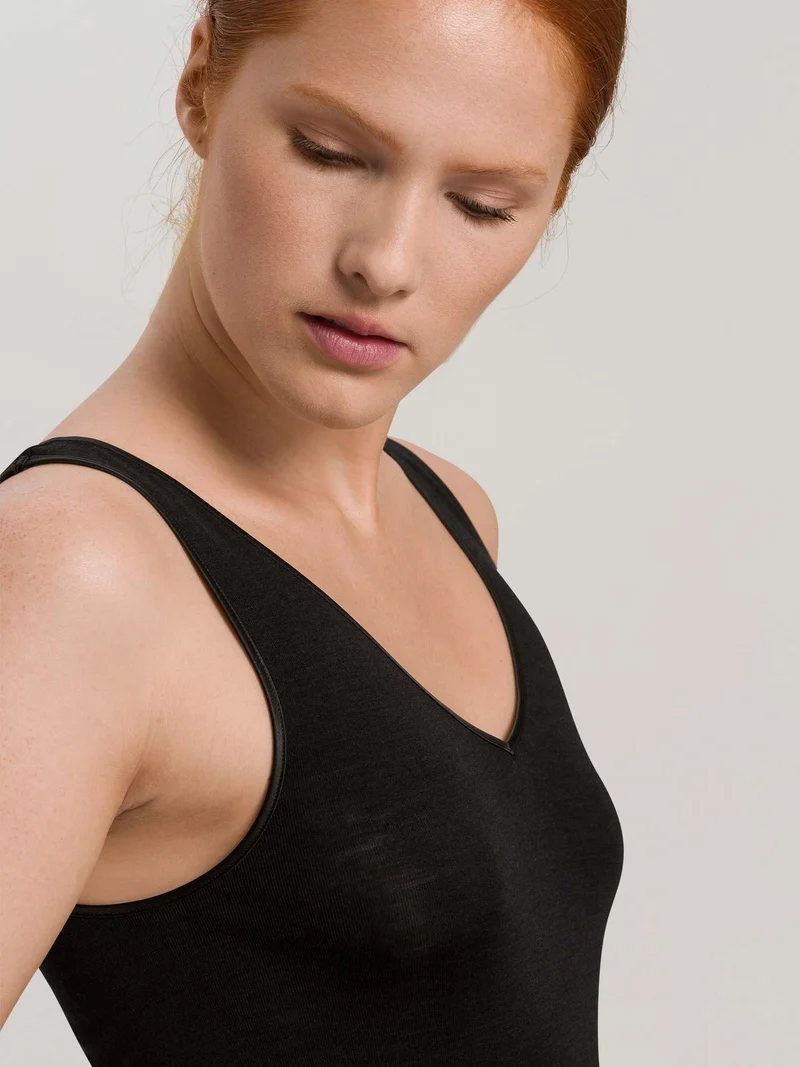 (Tank-)Top, V-Neck, WOOLEN SILK