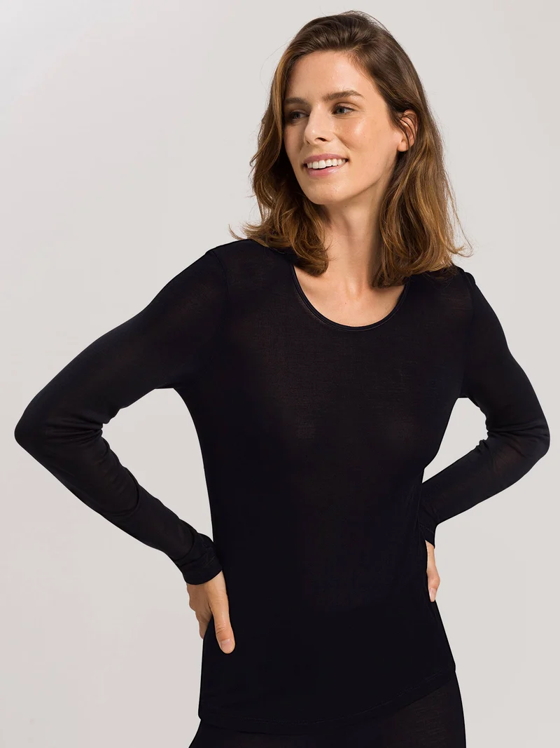 Shirt langarm, O-Neck, PURE SILK