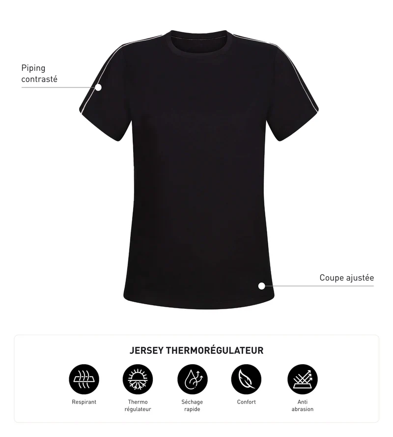 Thermoregulierendes Sport-T-Shirt für Damen aus Jersey Black Dim Move