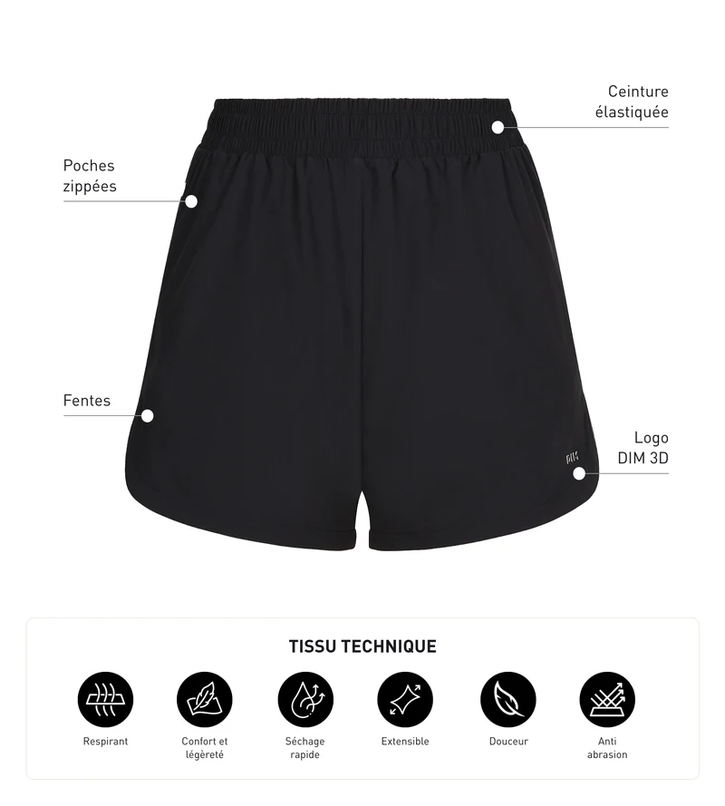 Sportshorts für Damen aus schwarzer Viskose Dim Move