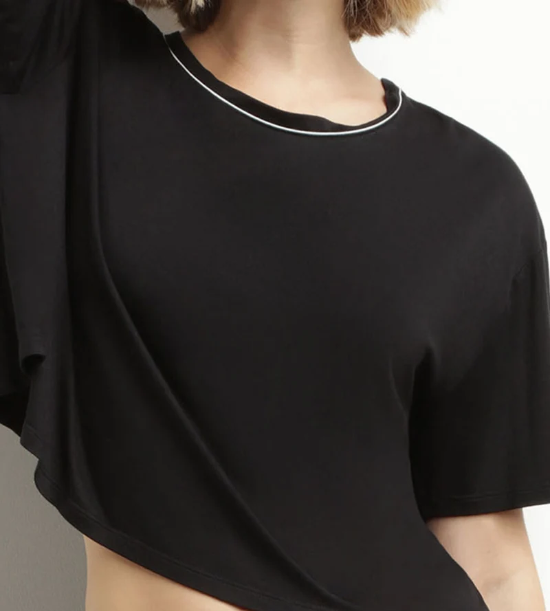 Sport-T-Shirt für Damen aus schwarzer Viskose mit offenem Rücken Dim Move
