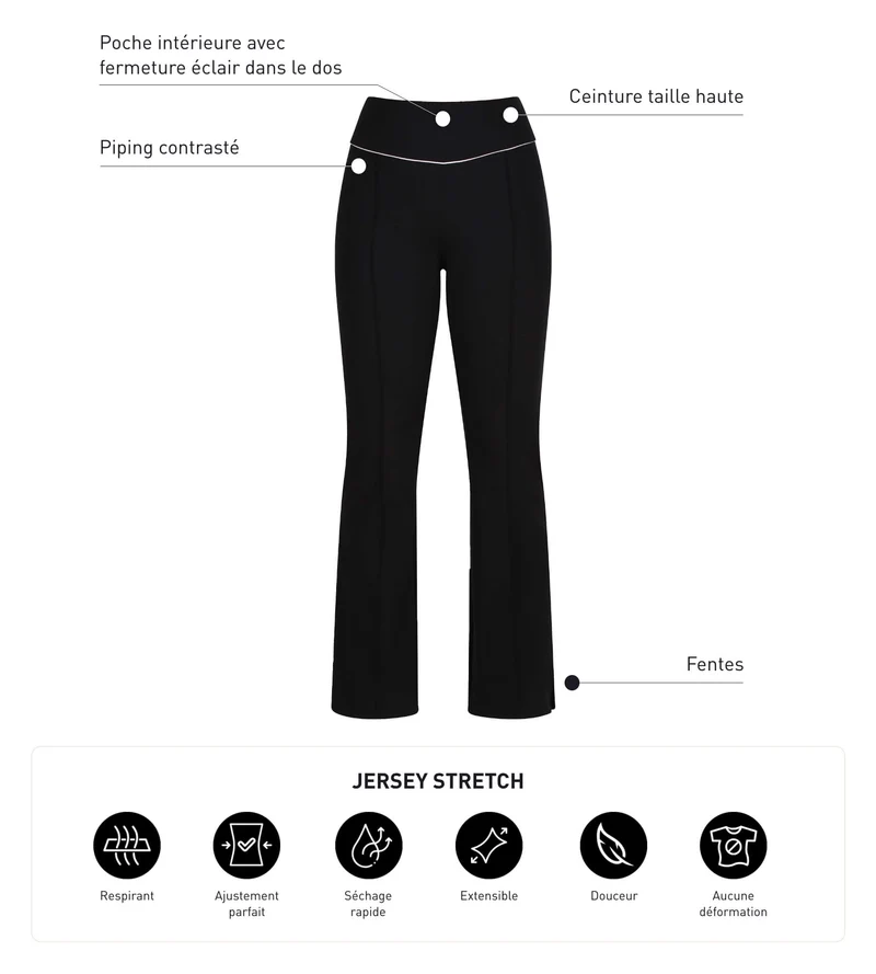 Ausgestellte Damen-Sporthose aus Stretch-Jersey Black Dim Move