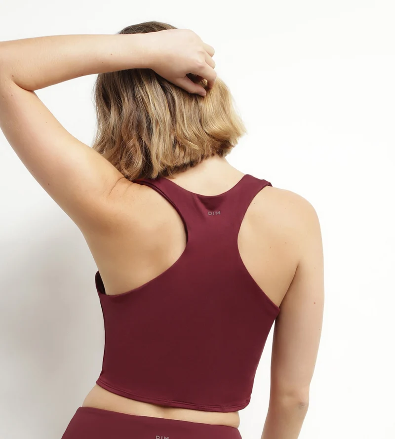 Sport-Tanktop für Damen in Burgunderrot mit integriertem BH Dim Move
