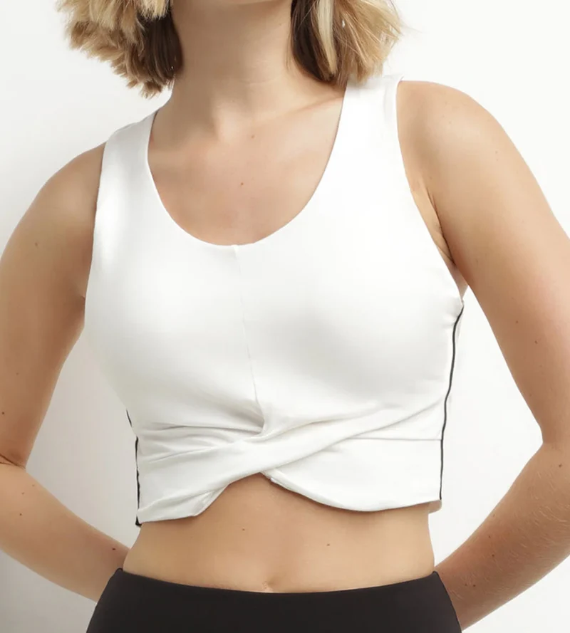 Sport-Tanktop für Damen aus Viskose in Ecru mit BH Dim Move