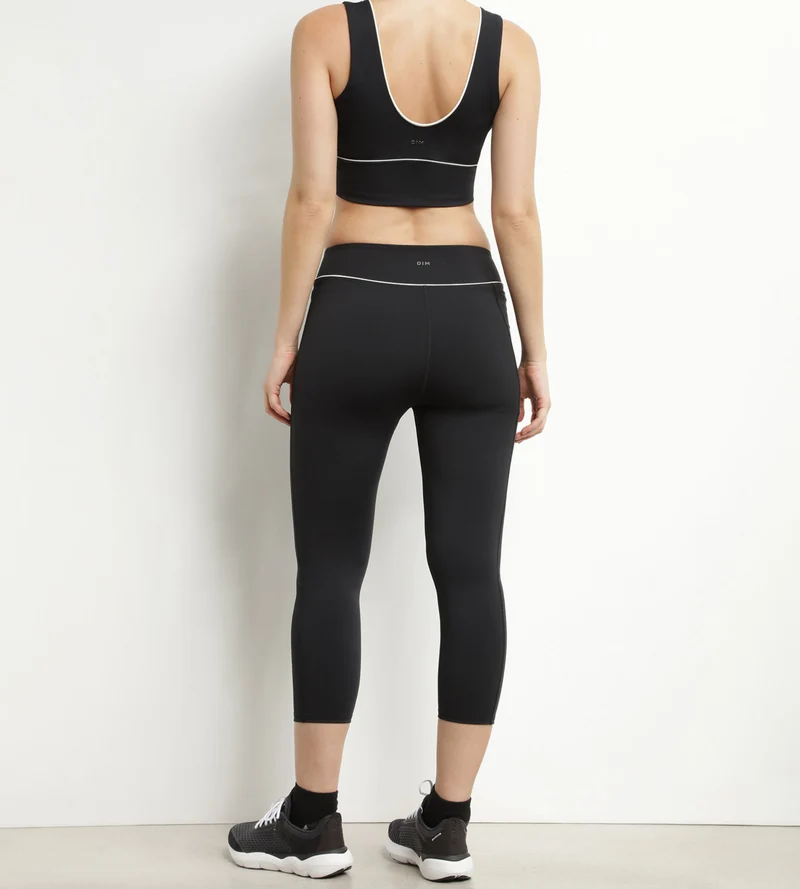 Kurze Sportleggings für Damen aus schwarzer Mikrofaser Dim Move