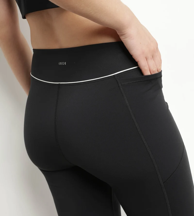 Kurze Sportleggings für Damen aus schwarzer Mikrofaser Dim Move