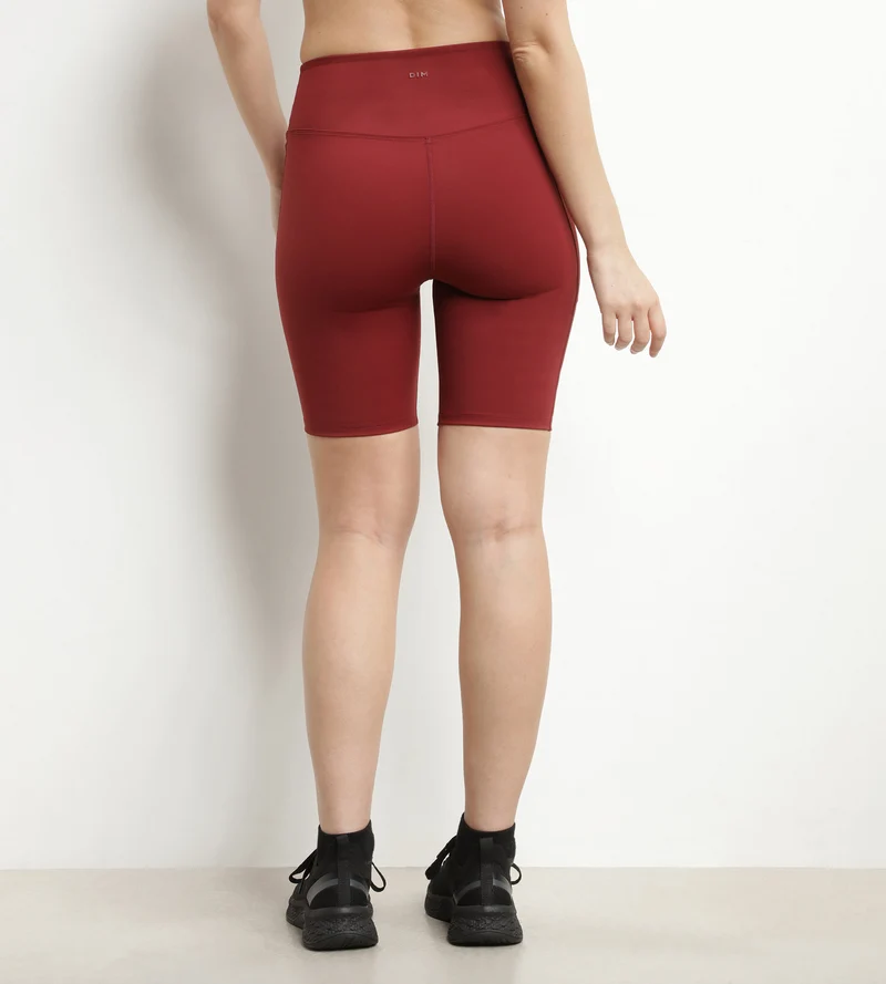 Damen-Sport-Radlerhose aus formender Mikrofaser Burgunder Dim Move