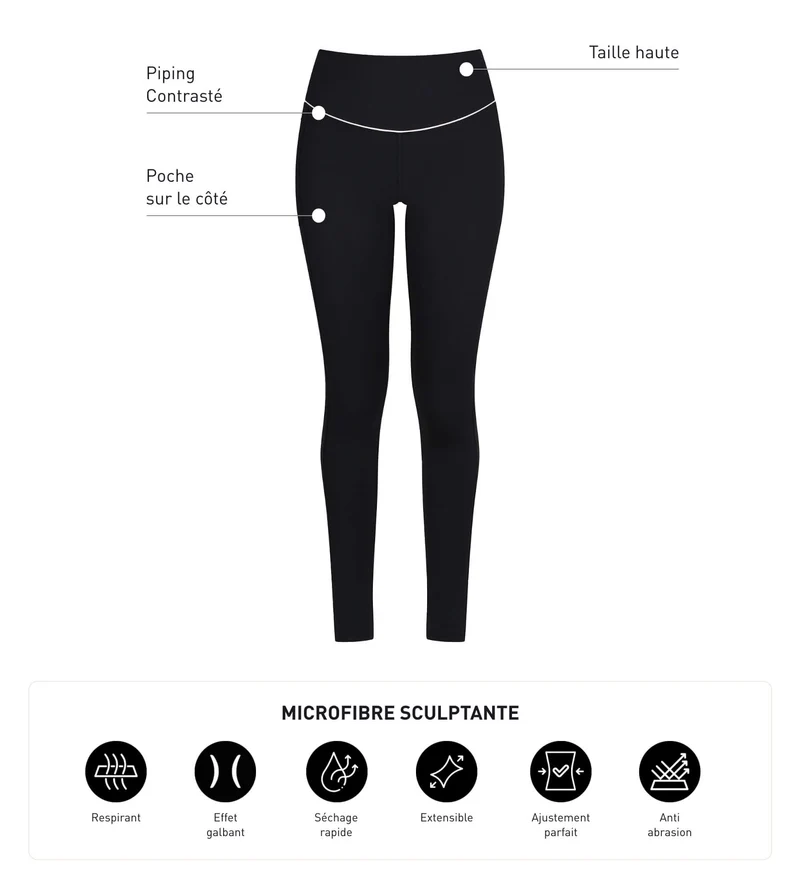 Damen-Sport-Leggings aus schwarzer formender Mikrofaser Dim Move