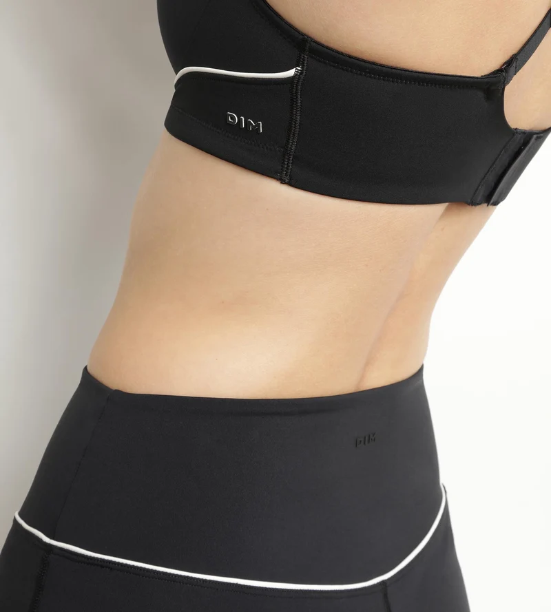 Damen-Sport-Radlerhose aus schwarzer formender Mikrofaser Dim Move