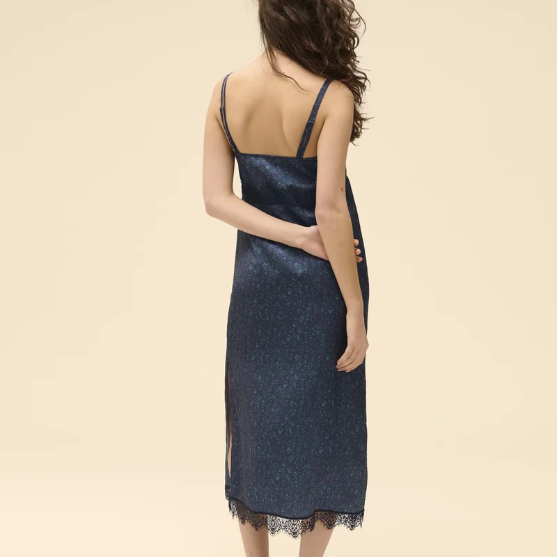 Simone Perele - Satin Secrets Langes Nachthemd Katzenblau