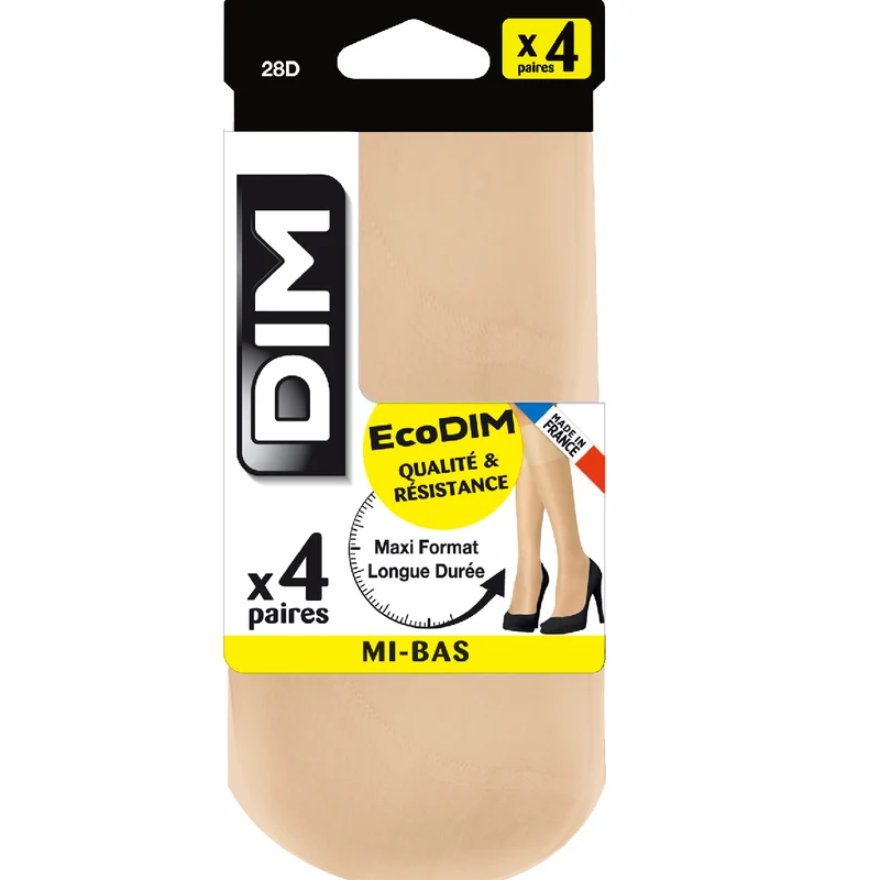 4er-Pack semi-transparente Kniestrümpfe 28D dunkelbeige - EcoDIM
