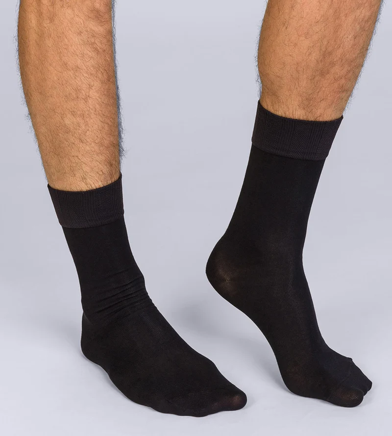 2er-Pack schwarze Herrensocken mit Komfort-Bund - Soft Touch
