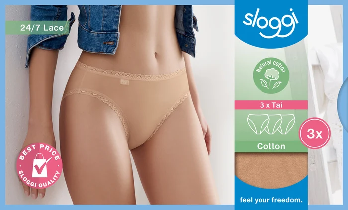 Sloggi 24/7 Cotton Lace Tai 3er Pack brush