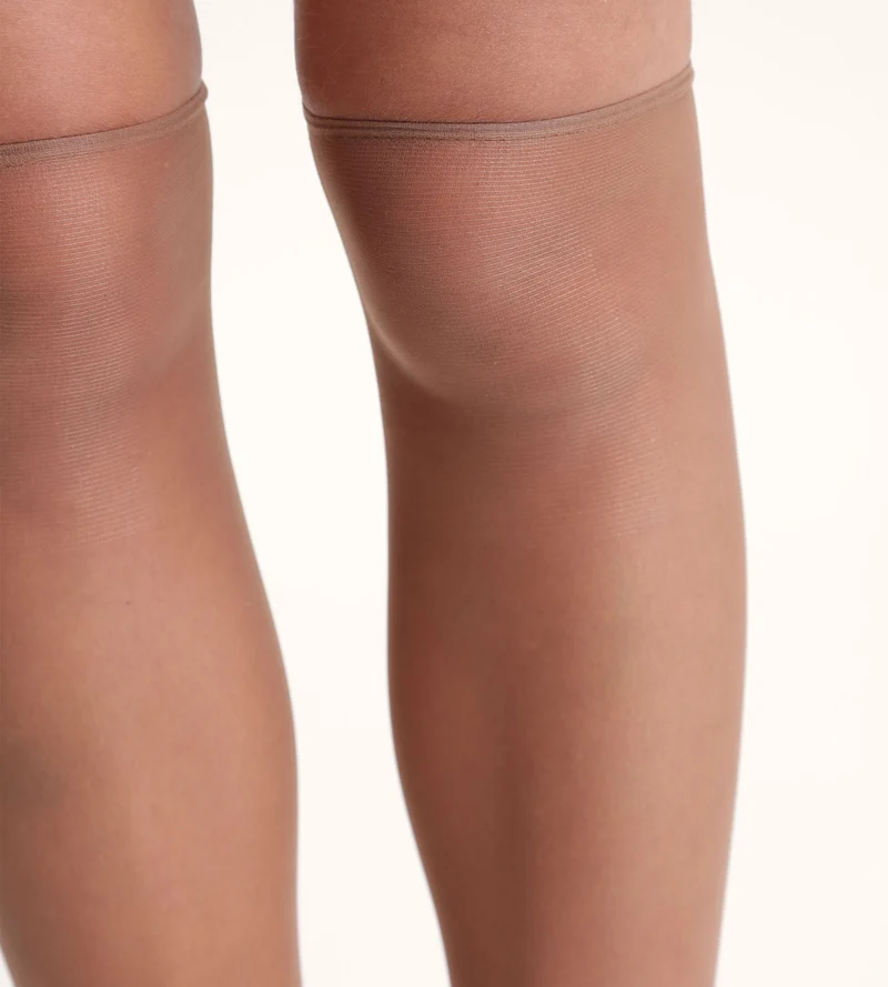 2er-Pack gazellenbraune transparente Kniestrümpfe mit glänzendem Finish 15D - Sublim Voile Brillant