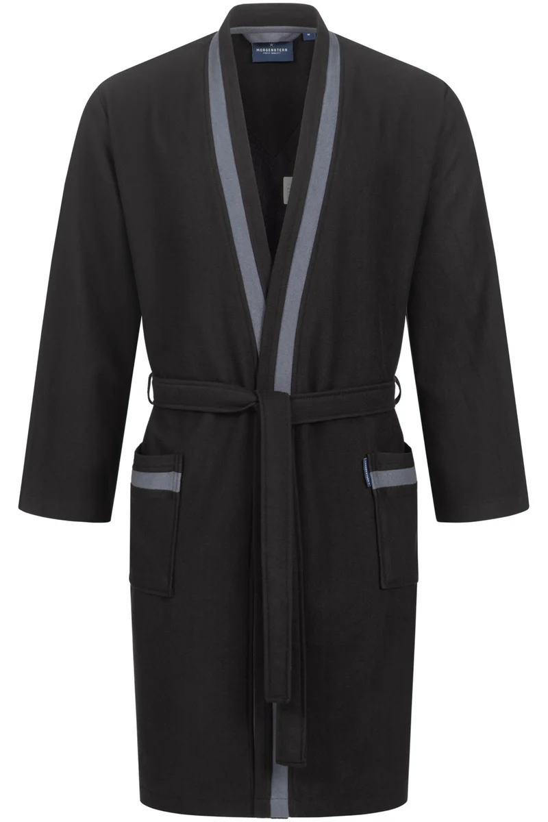 Morgenstern Bademantel Herren Kimono, leicht, Skylight, Elias, schw./anthr., M