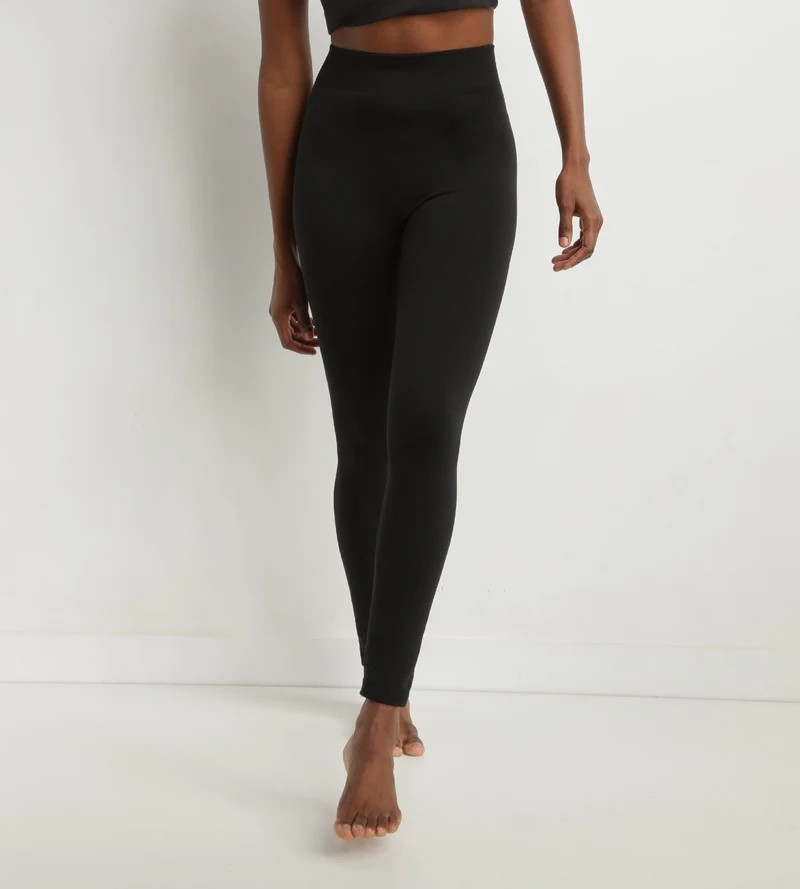 Schwarze Thermo-Leggings für Damen mit Fleece-Innenseite Dim Relax & Go