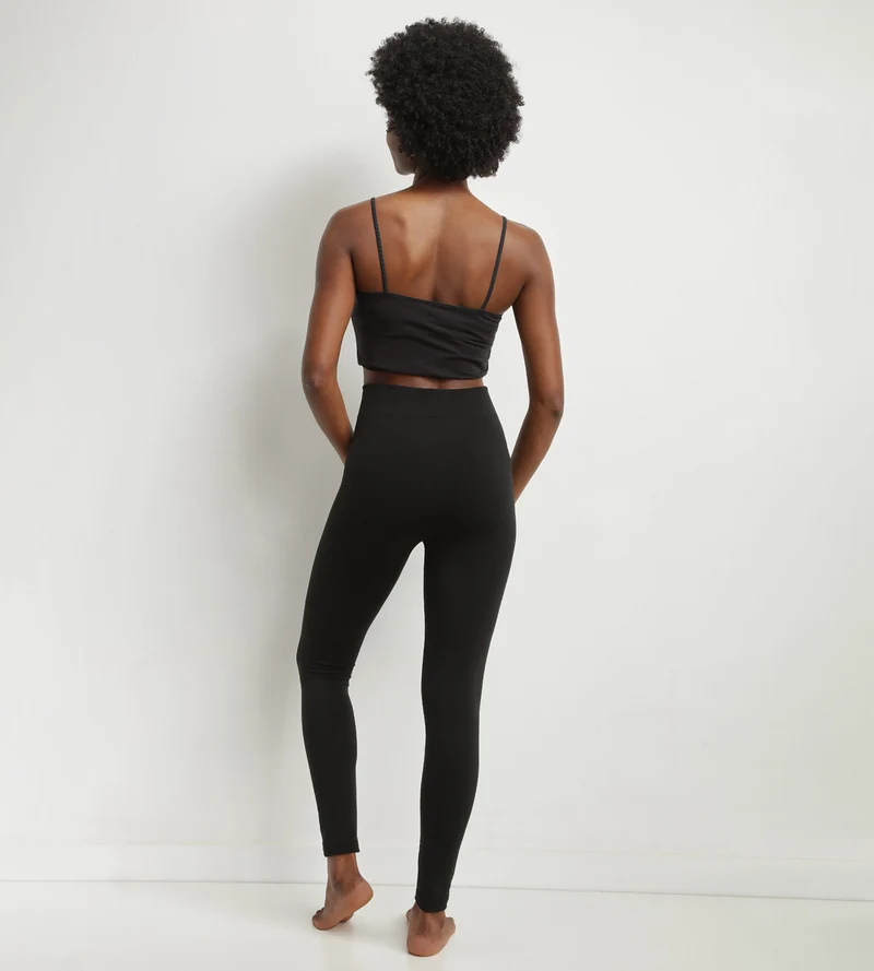 Schwarze Thermo-Leggings für Damen mit Fleece-Innenseite Dim Relax & Go