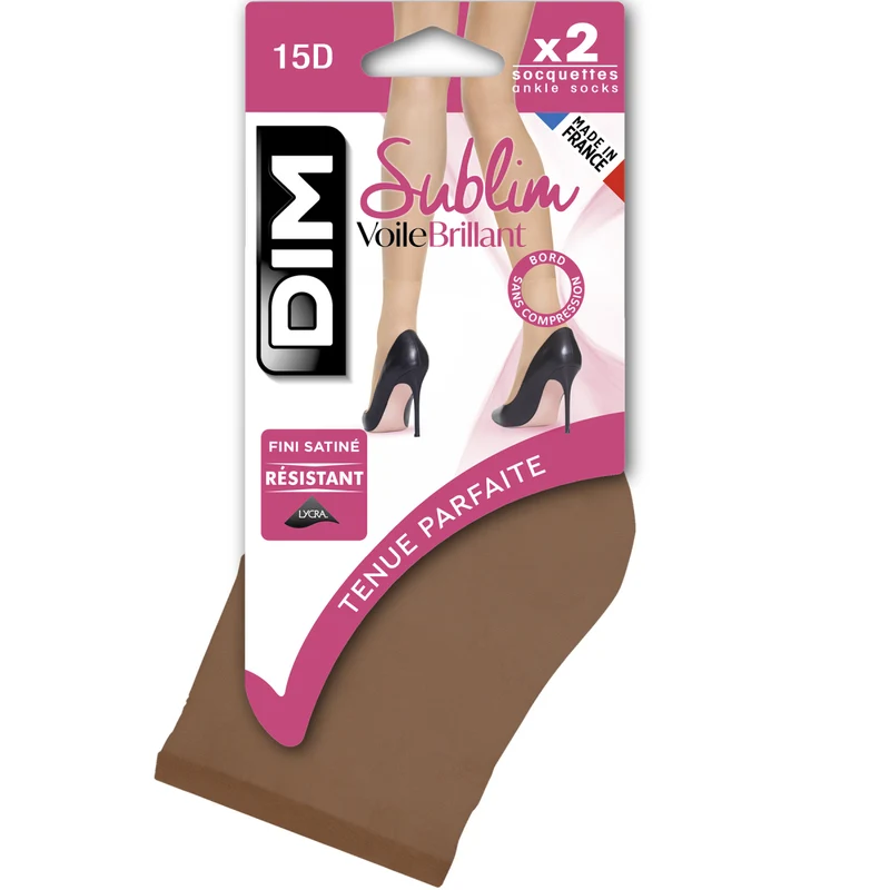2er-Pack gazellenbraune Kniestrümpfe mit glänzendem Finish 14D - Sublim