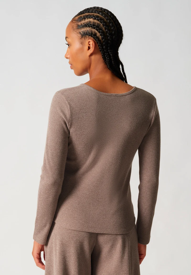 Cozy Waffles Shirt long sleeve | taupe 087737-08A312
