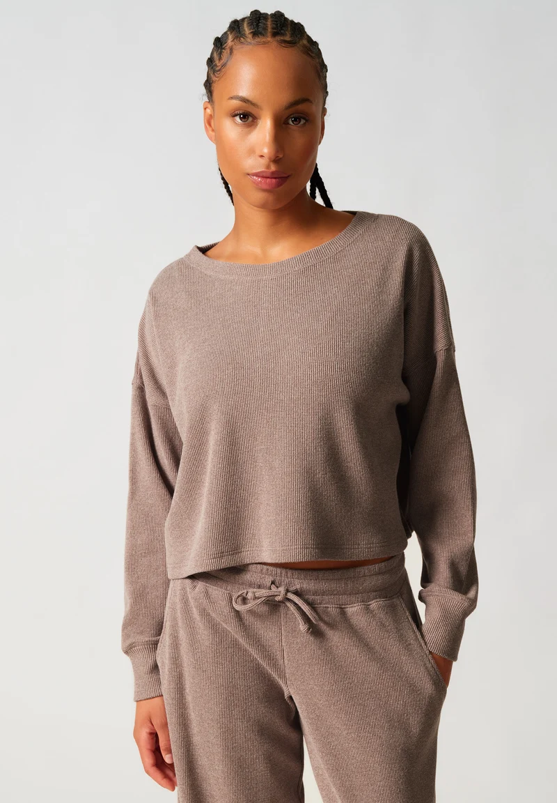 Cozy Waffles Shirt long sleeve | taupe 087735-08A312