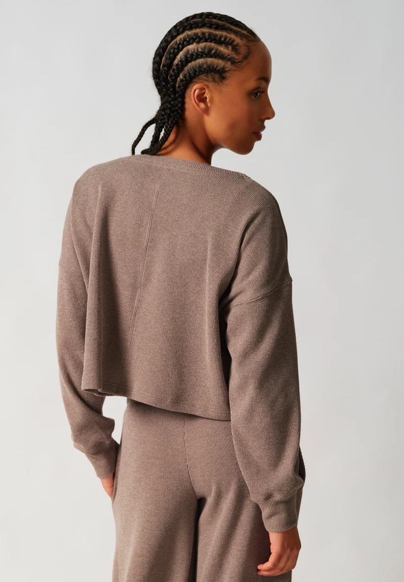 Cozy Waffles Shirt long sleeve | taupe 087735-08A312