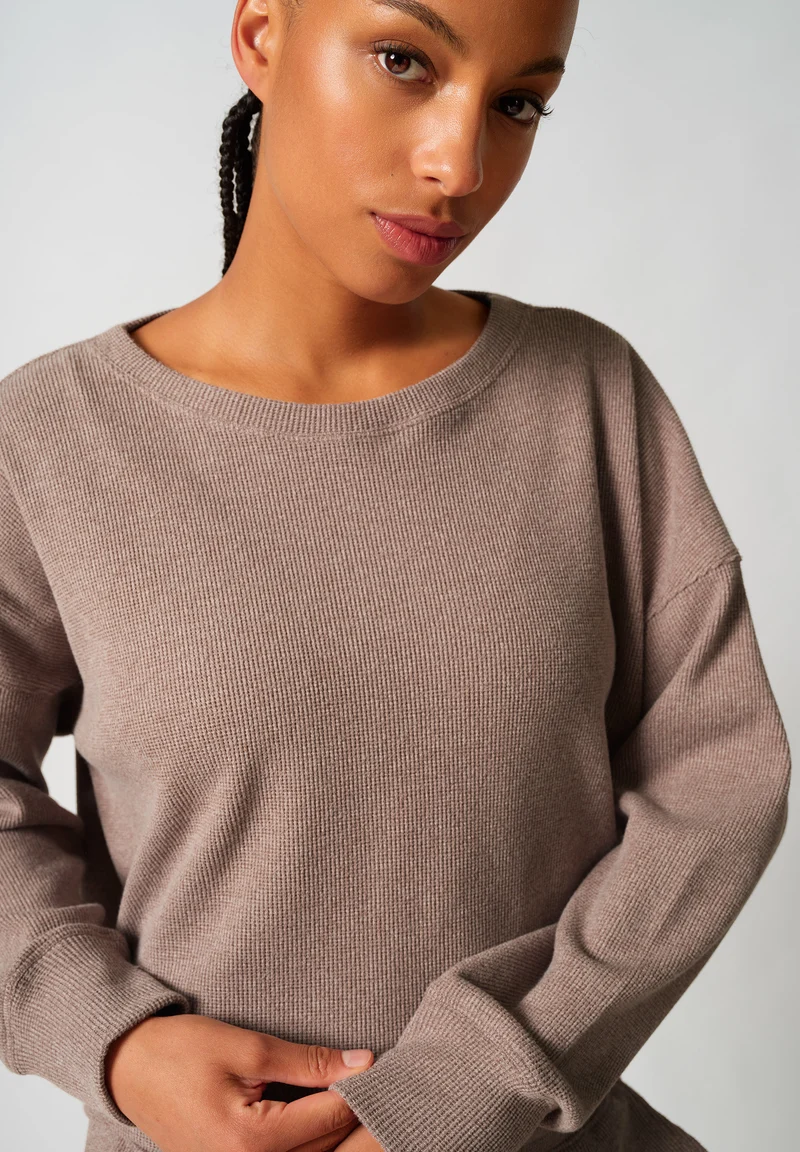 Cozy Waffles Shirt long sleeve | taupe 087735-08A312