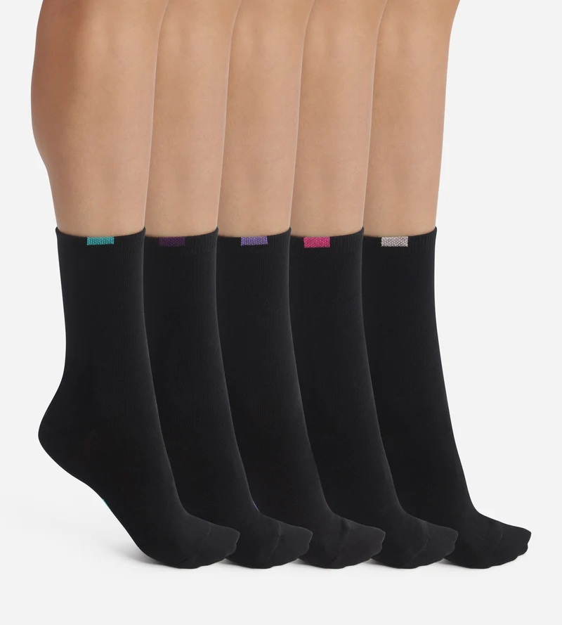 5er-Pack Damen-Socken aus schwarzer EcoDim-Baumwolle