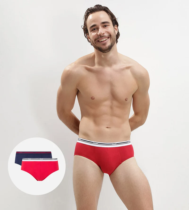 2er-Pack Herren-Slips Rot Blau Grafikbund Daily Colors