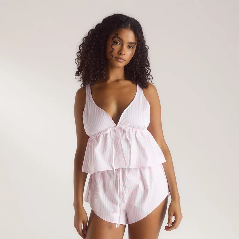 Bloom & Stripe Cami-Oberteil - Rosa