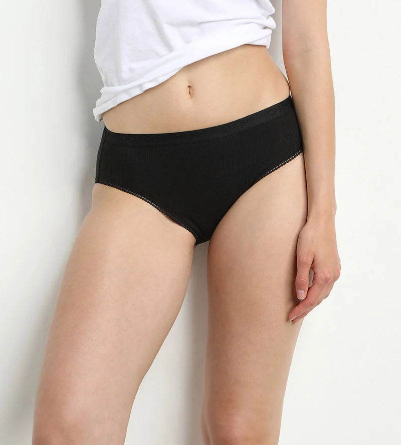 2er-Pack schwarze Midis-Slips aus 100% Baumwolle