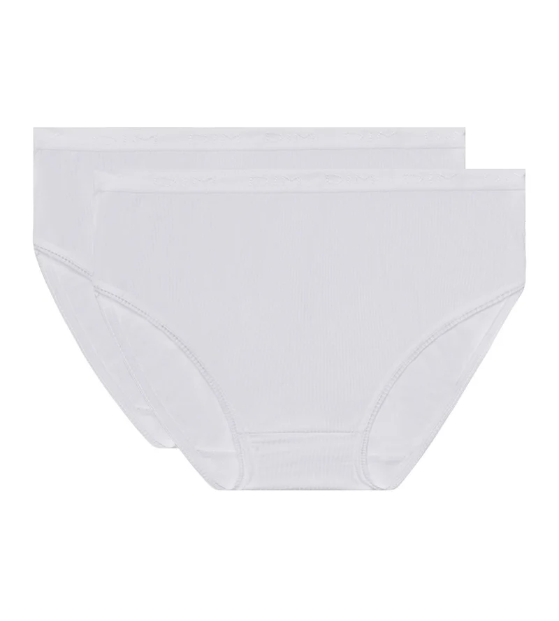 2er-Pack weiße Slips mit hohem Bund aus 100% Baumwolle