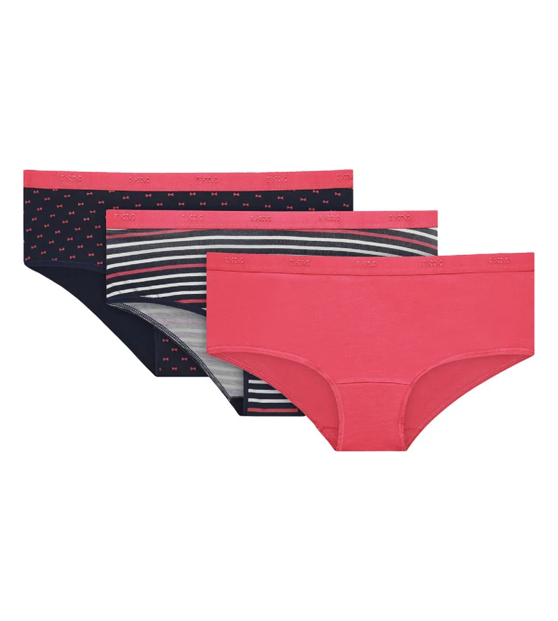 3er-Pack Hipster aus Stretch-Baumwolle pink/blau – Pockets