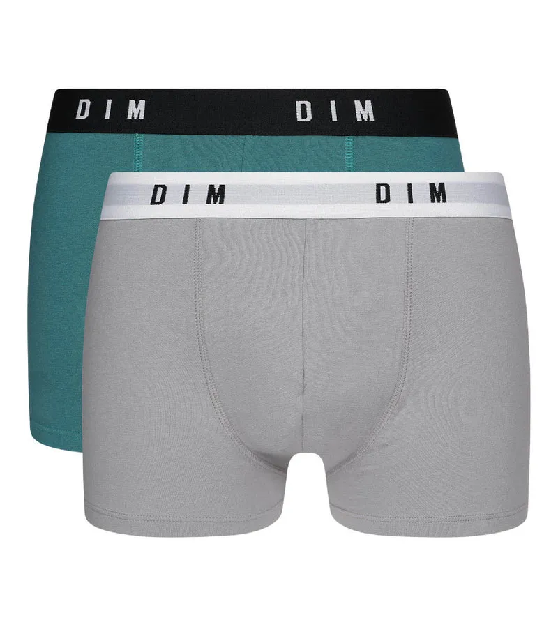 2er-Pack Boxershorts mit Retrobund smaragdgrün/grau - DIM Originals