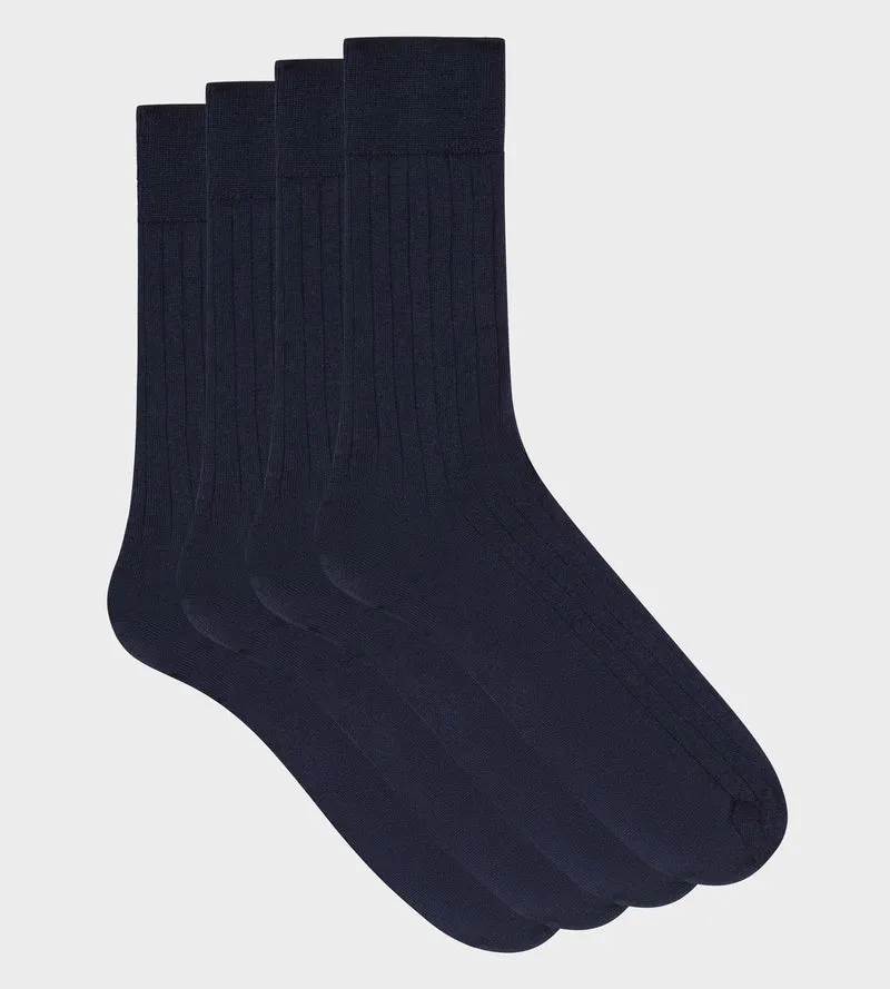 2er-Pack marineblaue Herrensocken aus schottischem Garn