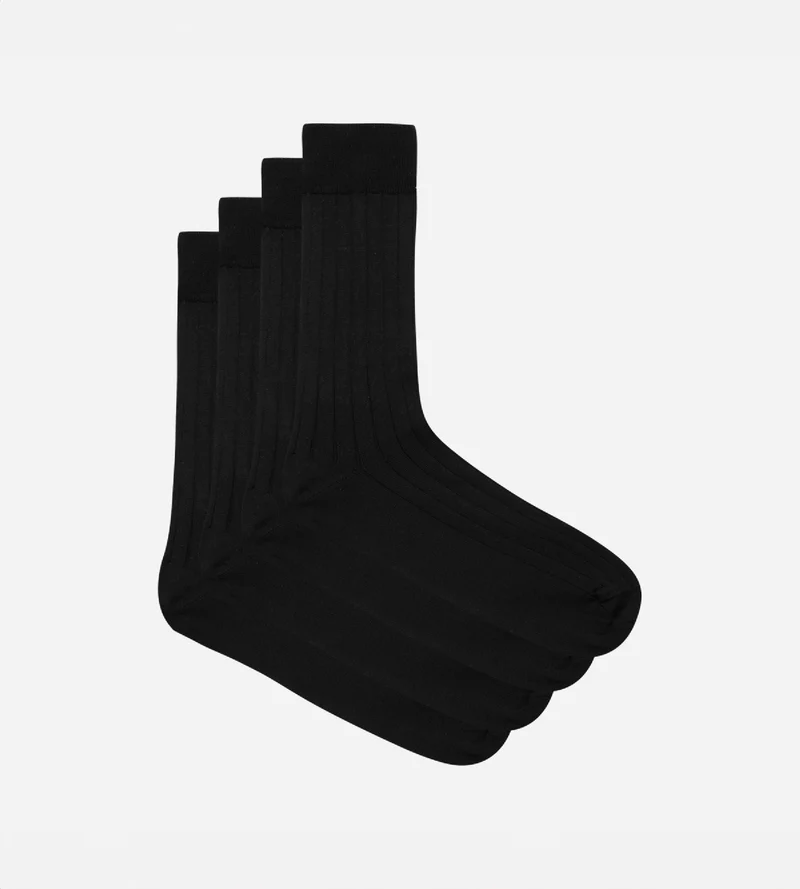 2er-Pack schwarze Herrensocken aus schottischem Garn