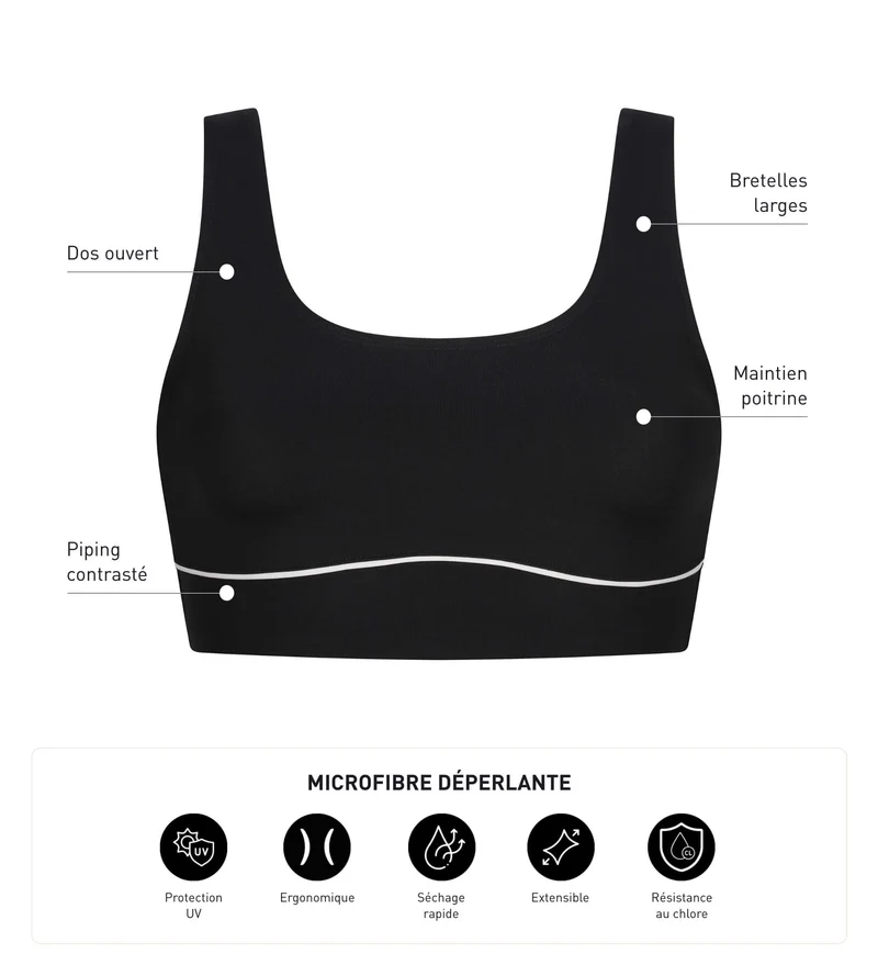 Schwarzes Damen-Badeanzugoberteil aus Mikrofaser von Dim Move