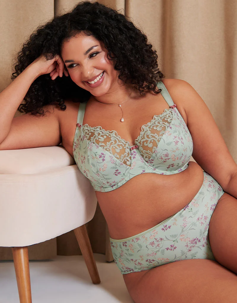 Flirtelle Swirl Balcony Bra Sage Green Print