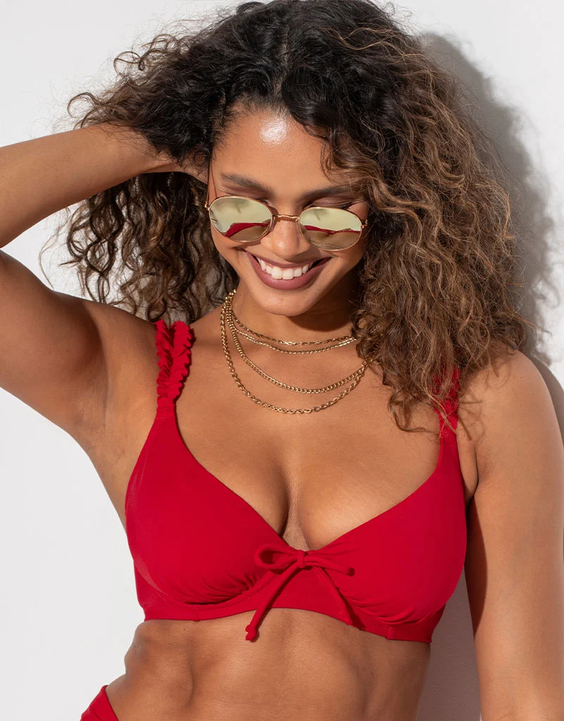 Pour Moi Ocean Breeze Plunge Bikini Top Red
